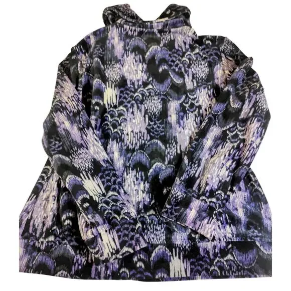 Abstract Ikat Hoodie Retro Boho Psychedelic Maximalist Loungewear Sweatshirt L - Picture 3 of 3